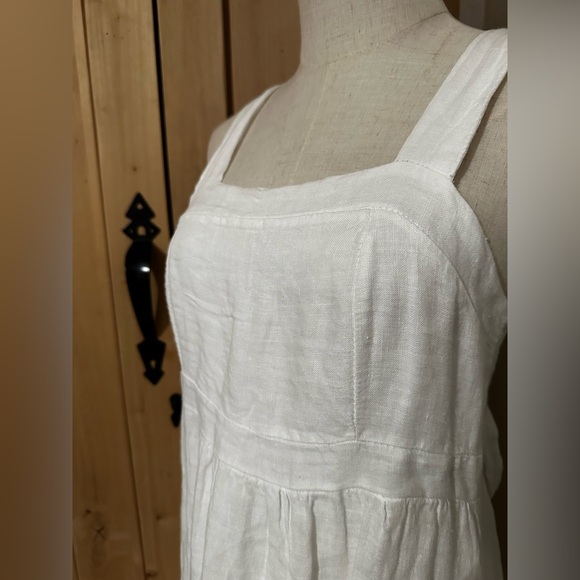 100% Linen Made in Italy White Sleeveless Maxi Tie Back Dress - Picture 3 of 7